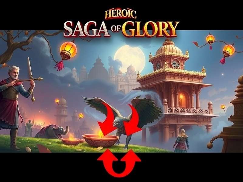 Heroic Saga Of Glory Diwali event featuring lantern-lit temple